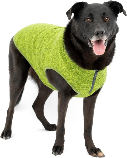 Kurgo Core Dog Sweater, Knit Dog Sweater with Fleece Lining, Cold Weather Pet Jacket, Zipper Opening for Harness, Adjustable Neck, Year-Round Sweater for Extra Large Dogs (Heather Green, X-Large)
