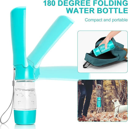 Dog Water Bottle with Food Container - Portable and Multifunctional Dog Water Dispenser for Cats Puppy Drinking and Eating, Detachable Design Combo Cup for Pet Outdoor Walking Travel Hiking
