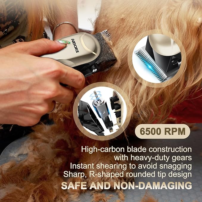 Dog Clippers, Professional Dog Grooming Kit, Low Noise Rechargeable Dog Clippers for Grooming, Cordless Electric Quiet Hair Grooming Clippers for Dogs Cats Pets