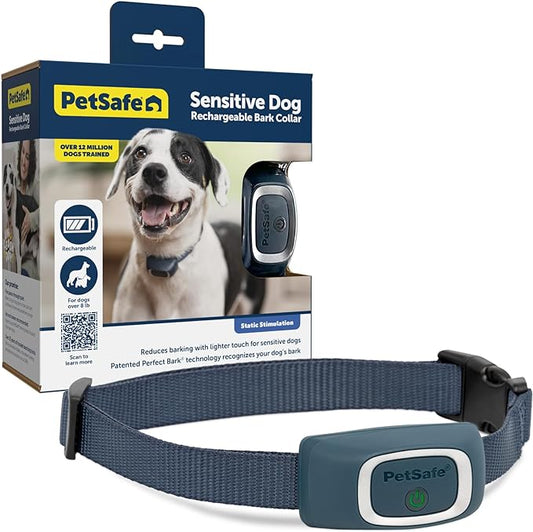 PetSafe Lite Rechargeable Bark Collar for Timid or Little Dogs over 8 lb., 15 Levels of Automatically Adjusting & Light Static Correction - Rechargeable, Waterproof - Reduces Barking and Whining