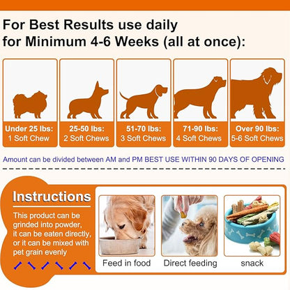 Hemp Hip and Joint Supplement for Dogs, Hemp Treats Joint Pain Relief, Hip & Joint Supplement w/MSM + Chondroitin + Hemp Oil + Omega 3, 150 Dog Joint Pain Relief Treats