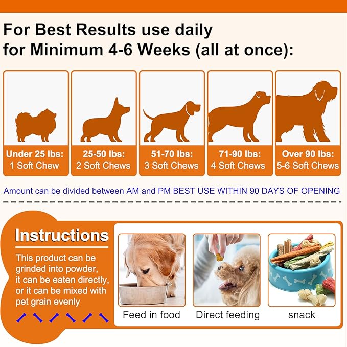 Hemp Hip and Joint Supplement for Dogs, 150 Dog Joint Pain Relief Treats, Glucosamine for Dogs, Hip & Joint Supplement w/MSM + Chondroitin + Omega 3, Mobility & Flexibility Support