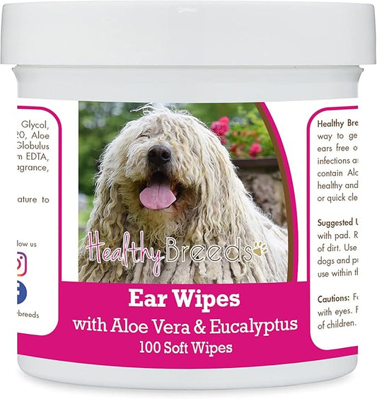 Healthy Breeds Komondorok Ear Cleaning Wipes with Aloe & Eucalyptus for Dogs 100 Count