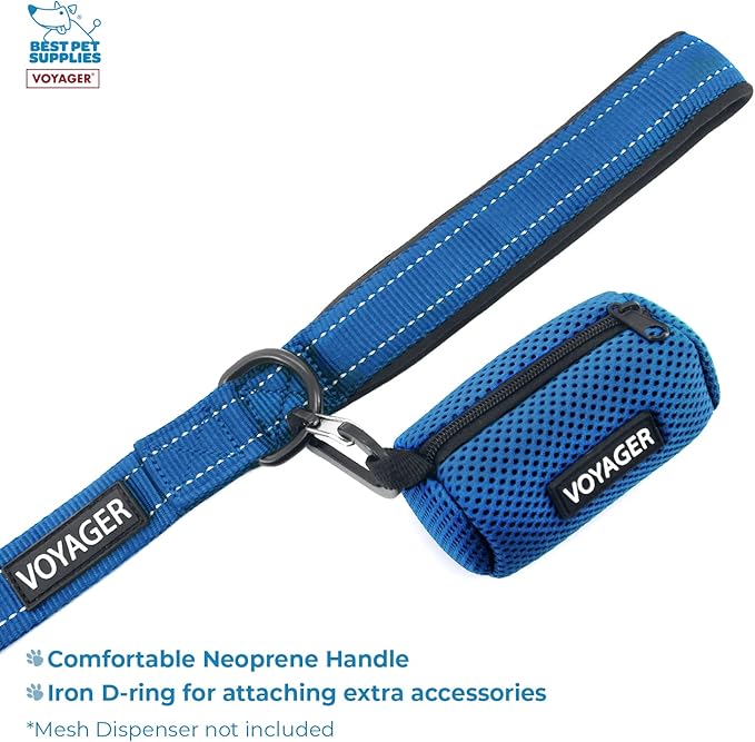 Voyager Step-in Lock Dog Harness w Reflective Dog Leash Combo Set with Neoprene Handle 5ft - Supports Small, Medium and Large Breed Puppies/Cats by Best Pet Supplies - Royal Blue, M