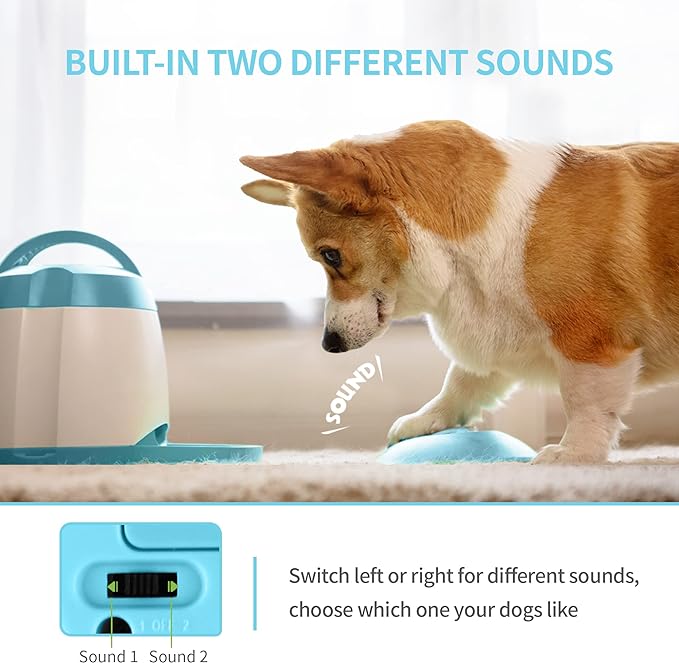 PETGEEK Automatic Treat Dispenser with Remote Button - Puzzle Memory Training Activity Toy- IQ Training Feeder for Dogs & cats (Blue)