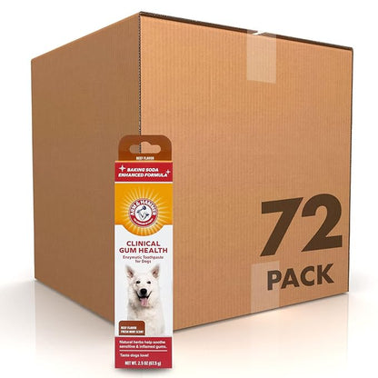 Arm & Hammer for Pets Clinical Care Dental Gum Health Enzymatic Toothpaste for Dogs | Soothes Inflamed Gums | Dog Toothpaste is Safe for All Dogs and Puppies, Beef Flavor, 2.5 Ounces (Pack of 72)