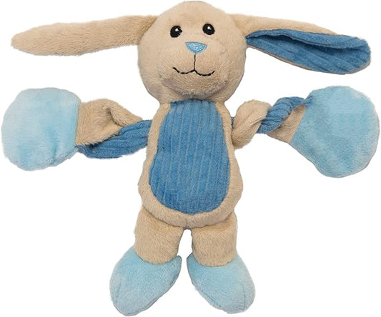 Outward Hound Baby Pulleez Bunny Squeaky Plush Dog Toy with Ropes for Pull-Through Tugging Action