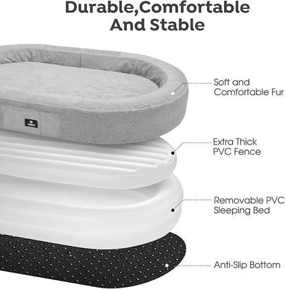 Veehoo Inflatable Human Dog Bed, Giant Human Sized Dog Bed, Soft Fur Oval Nap Bean Bag Bed for Adults, Kids and Pets, Multifunctional Extra Large Pet Bed for Indoor and Outdoor, Medium, CWW2403