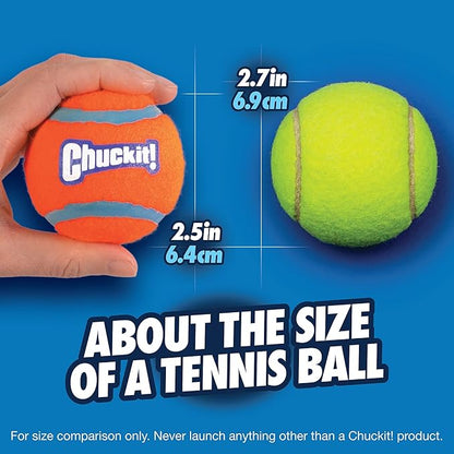 Chuckit Dog Tennis Ball Dog Toy, Small (2 Inch Diameter) for dogs 0-20 lbs, Shrink Wrap Pack of 2