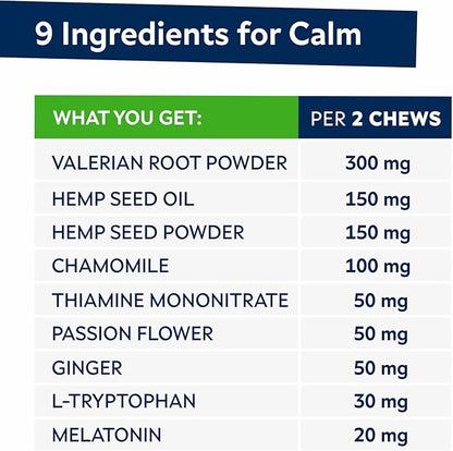 STRELLALAB Advanced Calming Hemp Chews for Dogs - Stress & Anxiety Relief - Behavior Aid - Natural Stress Relief During Firework, Storm, Barking - 120 Treats - Bacon