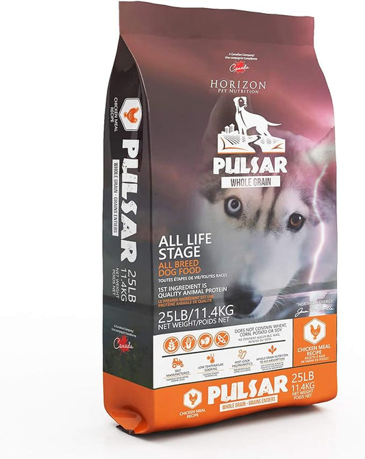 Pulsar Whole Grain, Non GMO, Meat Dense All Life Stage Dry Dog Food 25 lb Bag