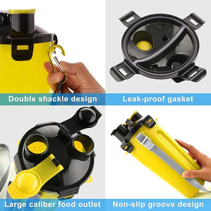 Dog Travel Water Bottle Collapsible Bowls, 2 in 1 Pet Food Container with Collapse Bowls, Outdoor Portable Water Bowls for Walking, Traveling, Camping and Hiking (Yellow)
