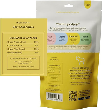 Pupford Beef Jerky Treats for Dogs for Large & Small Dogs of All Ages | Made in USA, 100% Real Meat & No Fillers | Dogs Love These Tasty Dog Snacks (Beef 4 oz)