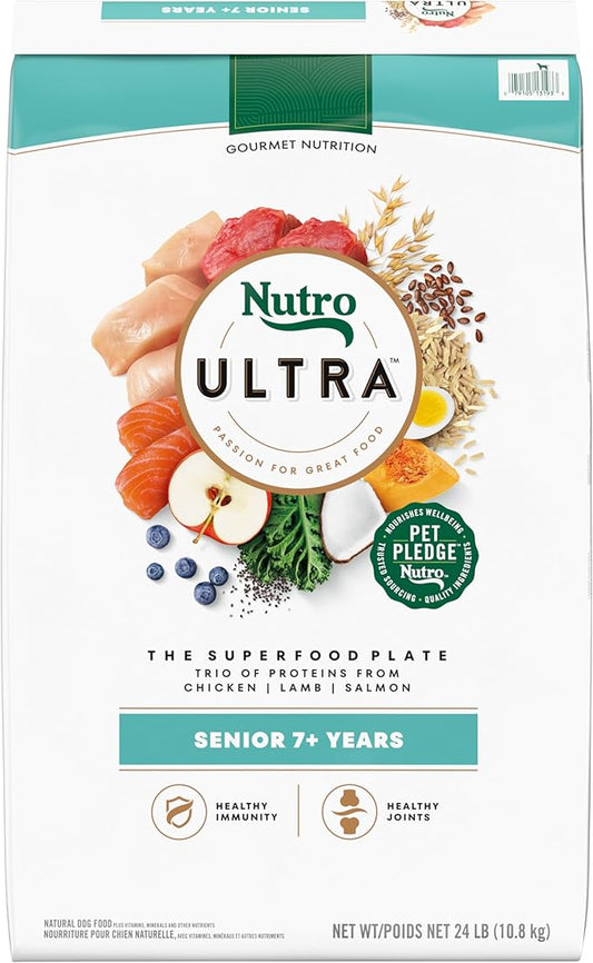 Nutro Ultra Senior Dry Dog Food with a Trio of Proteins from Chicken, Lamb and Salmon, 24 lb. Bag