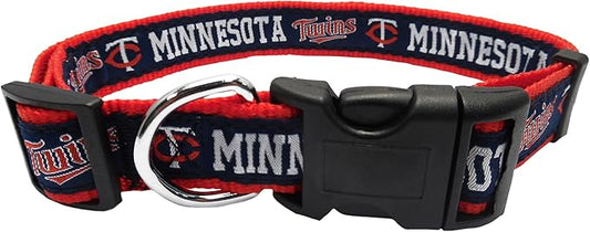 MLB Minnesota Twins Licensed PET COLLAR- Heavy-Duty, Strong, and Durable Dog Collar. Available in 29 Baseball Teams and 4 Sizes
