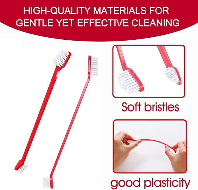 VibrantPet Toothbrush Set - 8-Pack with Dual-Head Design, Transparent Tube Packaging for Convenient Storage and Travel | Enhance Pet Dental Care