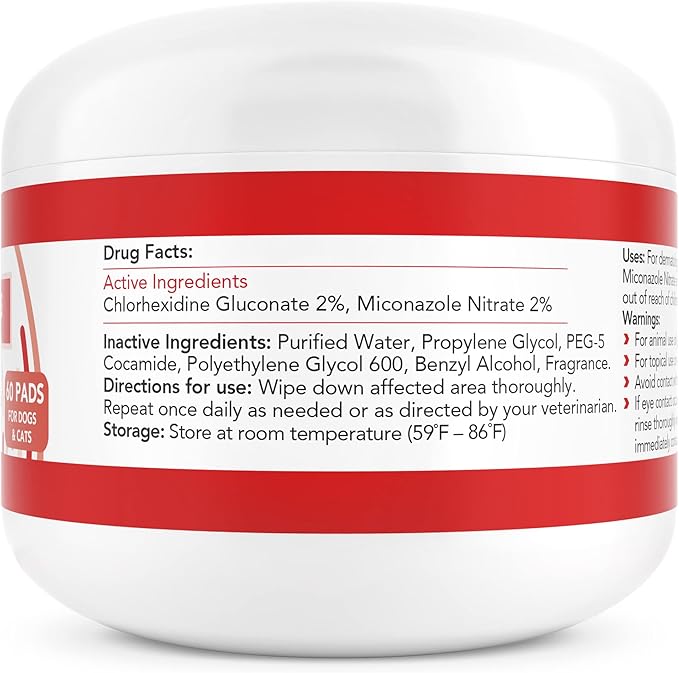 Nootie Medicated Dog Wipes, Chlorhexidine & Miconazole Pet Wipes for Dogs & Cats - 2” Small Wipes, 60 Count - Sold in Over 10,000 Vets & Pet Stores