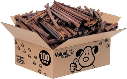 ValueBull Collagen Sticks, Beef Dog Chews, Medium 12 Inch, 100 Count BULK PACK - Natural & Safe, Single Ingredient, Rawhide-Free, Long Lasting, Healthy for Hips, Joints, Skin & Coat