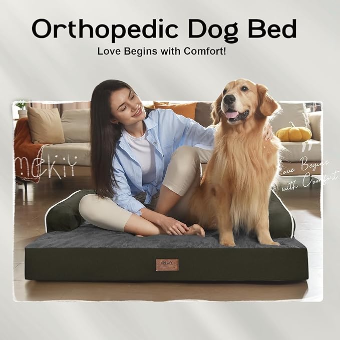 Large Dog Bed Orthopedic Washable - XXL Large Big Dogs - Waterproof with Removable Cover - Memory Foam - Beds Bolster Pet - DogCouch Sofa Bed