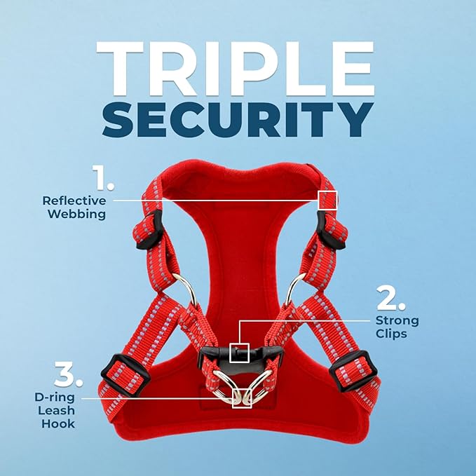 Best Pet Supplies Voyager Adjustable Dog Harness with Reflective Stripes for Walking, Jogging, Heavy-Duty Full Body No Pull Vest with Leash D-Ring, Breathable All-Weather - Harness (Red), XL