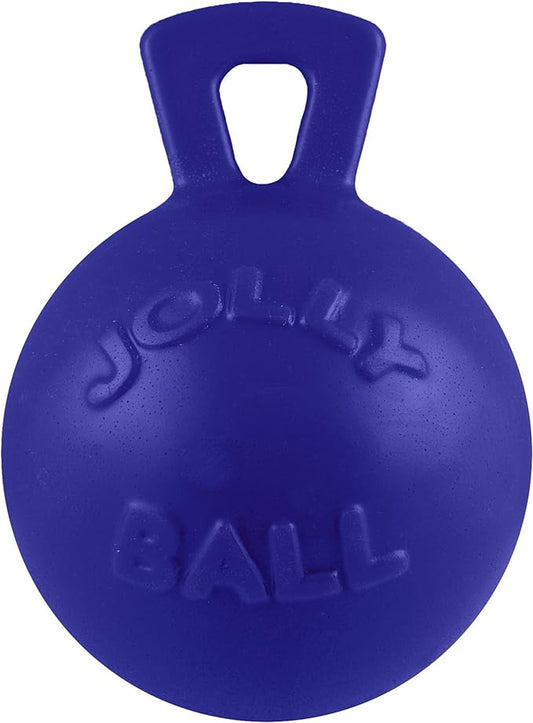 Jolly Pets Tug-n-Toss Heavy Duty Dog Toy Ball with Handle, 6 Inches/Medium, Blue