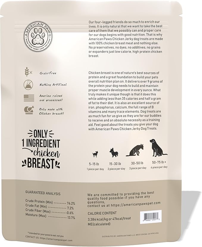 Natural Chicken Jerky Dog Treats Dogs, Made in USA – Delicious & Healthy Dog Jerky Treats from Only USA-Sourced Chicken (2lb)
