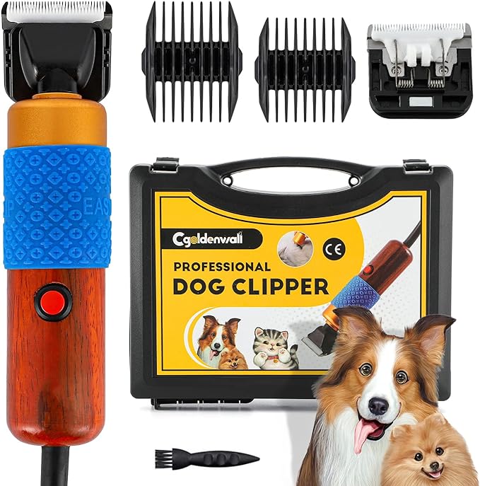 CGOLDENWALL Dog Hair Clipper for Grooming 200W Pet Clipper Kit with Spare Blade, Low Noise&Vibration, Animal Grooming Trimmer for Cat sheep Dog
