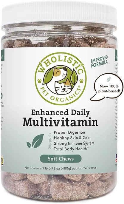 Wholistic Pet Organics: Multivitamin Chews for Dogs Organic Homemade Dog Treat for Medium and Small Dogs Calming Chews for Dogs Food Puppy Multivitamin Probiotics Immune Support Supplement (240 Count)