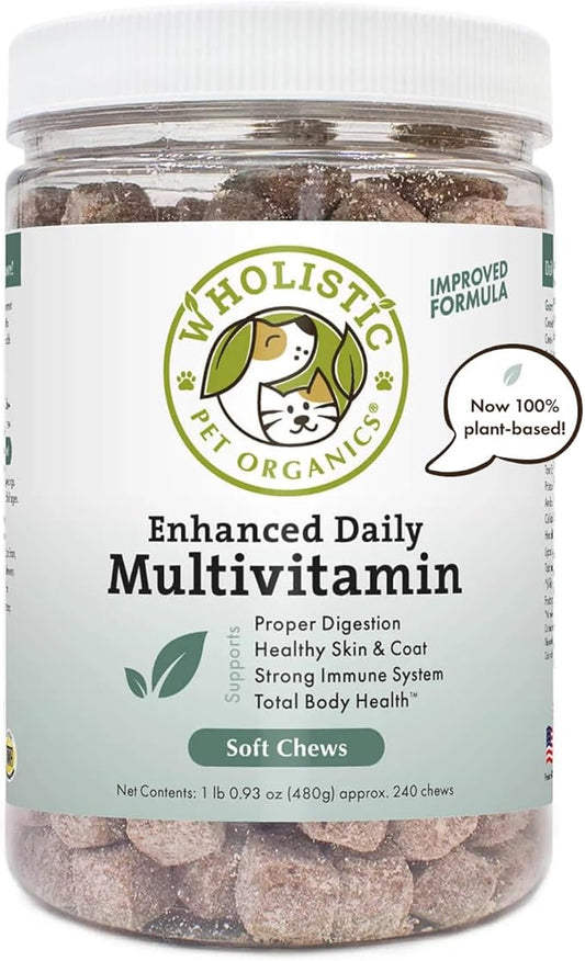 Wholistic Pet Organics: Multivitamin Chews for Dogs Organic Homemade Dog Treat for Medium and Small Dogs Calming Chews for Dogs Food Puppy Multivitamin Probiotics Immune Support Supplement (240 Count)