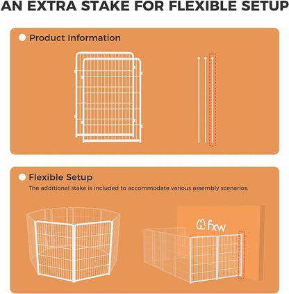 FXW Homeplus Dog Playpen Designed for Indoor Use, 40" Height for Large Dogs, White│Patented