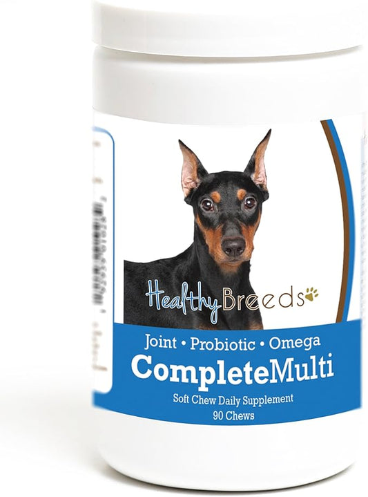 Healthy Breeds German Pinscher All in One Multivitamin - Complete with Probiotics, Glucosamine, Chondroitin & Omegas - 90 Soft Chewy Treats