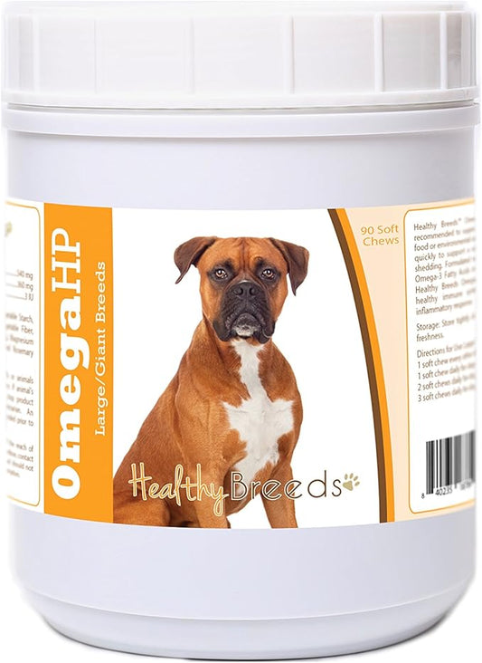 Healthy Breeds Boxer Omega HP Fatty Acid Skin and Coat Support Soft Chews 90 Count