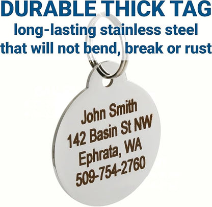 GoTags Personalized Dog Tags in Rainbow Steel, Black Steel, Stainless Steel or Solid Brass, Custom Engraved Pet Tags for Dogs and Cats. Front and Back Engraving. Dog ID and Cat ID Tags - (Pack of 1)