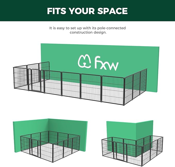 FXW Homeplus Dog Playpen Designed for Indoor Use, 32" Height for Medium Dogs, Black│Patented