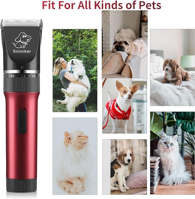 Low Noise Horses Clippers Rechargeable Cordless Pet Clippers Grooming Kit with Storage Bag 5 Speed Professional Animal Clippers Pet Grooming Kit