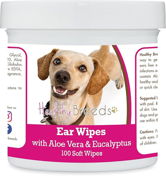 Healthy Breeds Chiweenie Ear Cleaning Wipes with Aloe & Eucalyptus for Dogs 100 Count