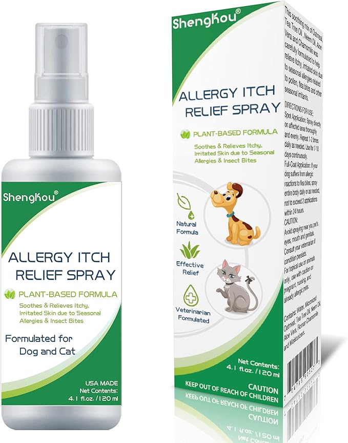 Allergy Itch Relief Spray for Cat and Dog and Cat, Relieves The Urge to Itch, Lick, and Scratch | 4 Ounces