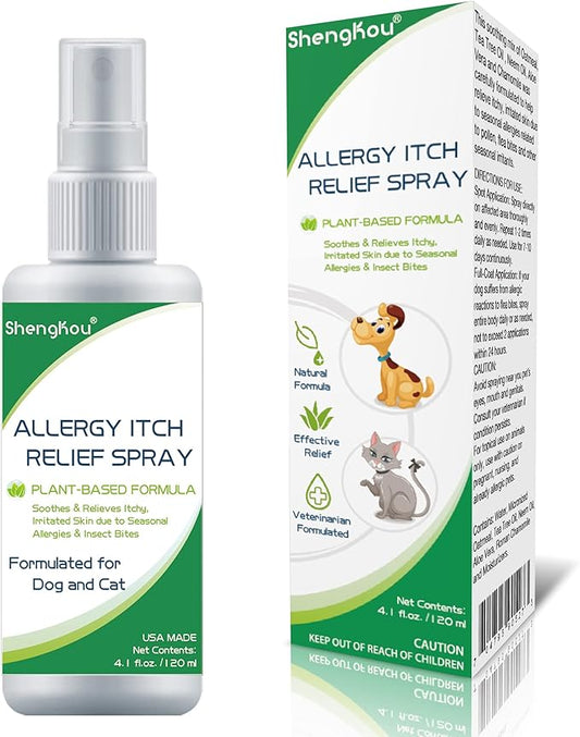 Allergy Itch Relief Spray for Cat and Dog and Cat, Relieves The Urge to Itch, Lick, and Scratch | 4 Ounces