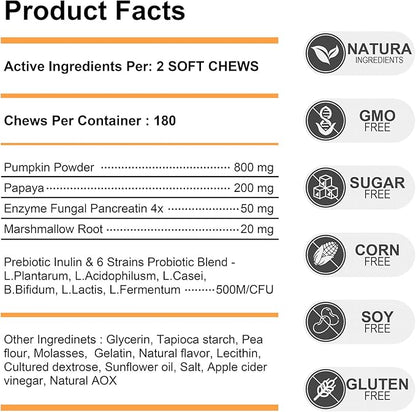 Probiotics for Dogs: Advanced Dog Probiotics & Digestive Enzymes, Digestion & Health Supplement, Support Gut Health, Itchy Skin, Immunity,Yeast Balance, Prebiotics Fiber Supplement Reduce Diarrhea,Gas