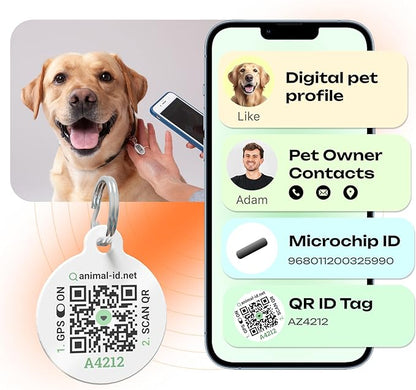 1 Pack 1.4x8 mm Microchip for Dogs Kit with QR Code Id Pet Tag - Free Lifetime Registration - Implant International standard - ISO 11784/5 for Puppy, Kitten & Cats
