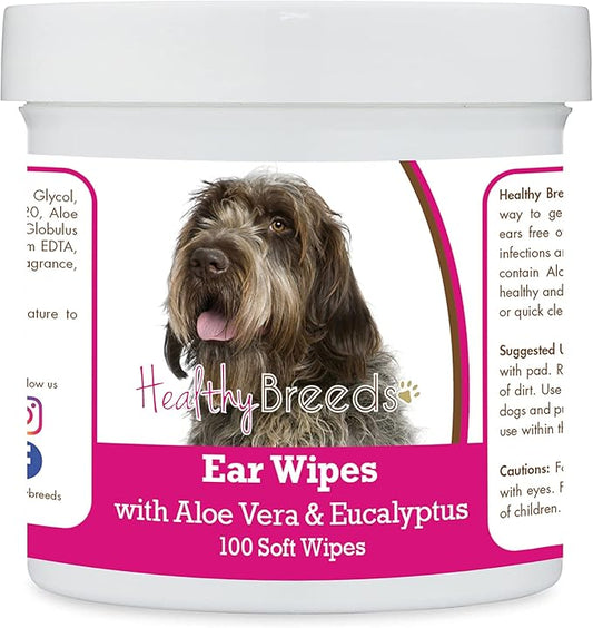 Healthy Breeds Wirehaired Pointing Griffon Ear Cleaning Wipes with Aloe & Eucalyptus for Dogs 100 Count