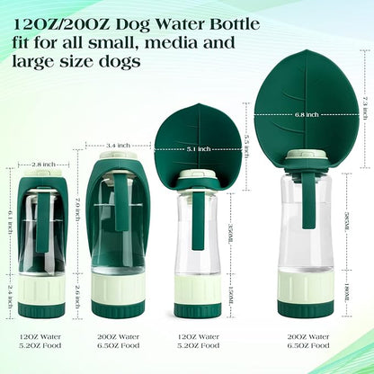 Dog Water Bottle Dispenser for Walking, Pet Water Feeder Container portable with Drinking Cup Bowl Outdoor Hiking, Travel Large Green