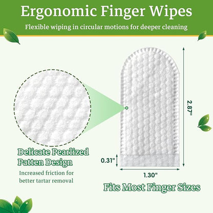 Pet Teeth Cleansing Finger Wipes for Dogs and Cats, Disposable No-Rinse Dog Finger Toothbrush Oral Cleansing Wipes, Reduces Plaque and Freshens Breath Dog Cat Dental Care Finger Wipes, 50 Counts
