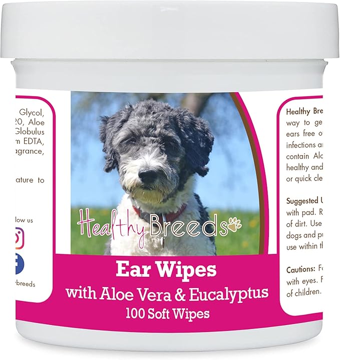Healthy Breeds Aussiedoodle Ear Cleaning Wipes with Aloe & Eucalyptus for Dogs 100 Count