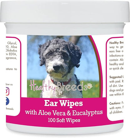 Healthy Breeds Aussiedoodle Ear Cleaning Wipes with Aloe & Eucalyptus for Dogs 100 Count