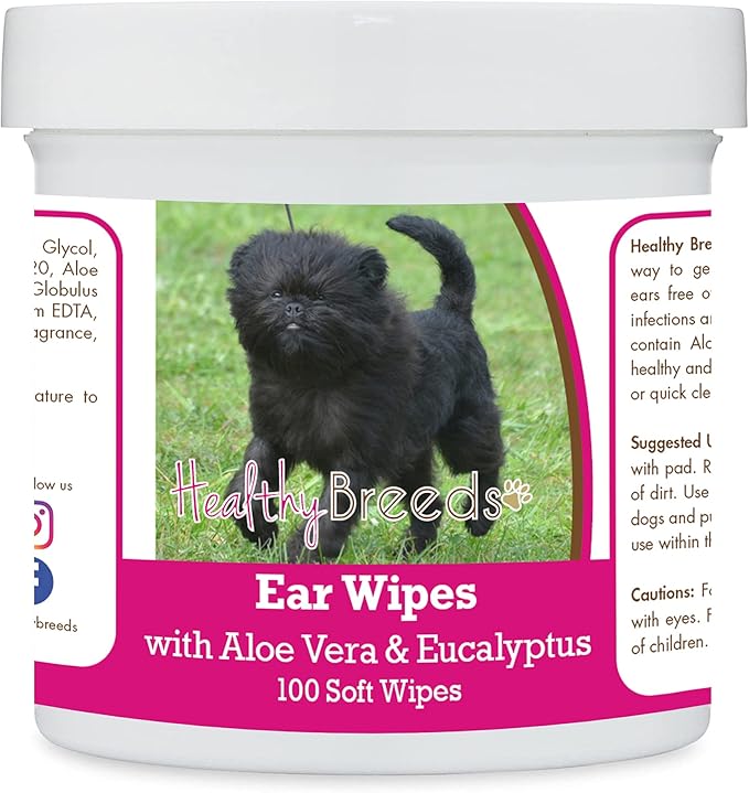 Healthy Breeds Affenpinscher Ear Cleaning Wipes with Aloe & Eucalyptus for Dogs 100 Count