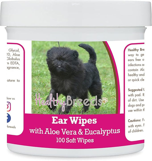 Healthy Breeds Affenpinscher Ear Cleaning Wipes with Aloe & Eucalyptus for Dogs 100 Count