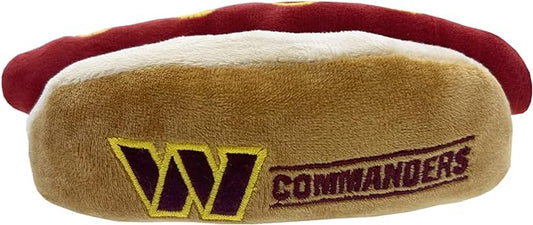 Pets First NFL WASHINGTON COMMANDERS HOT DOG PLUSH DOG & CAT SQUEAK TOY - Cutest HOT-DOG SNACK Plush Toy for DOGS & CATS with INNER SQUEAKER & Beautiful Football Team Name/Logo