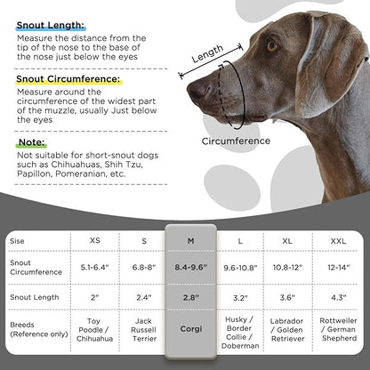 Dog Muzzle,Mesh Soft Muzzle for Small Medium Large Sized Dogs, Breathable Reflective Adjustable Puppy Muzzles with Collar for Scavenging Grooming Biting Chewing,Allows Panting and Drinking