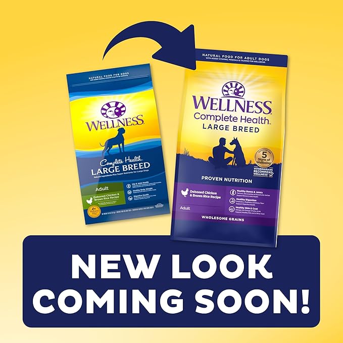 Wellness Complete Health Large Breed Adult Dry Dog Food, No Corn or Wheat, Made in USA with Real Meat, Natural Ingredients, Glucosamine, Probiotics & Omega Fatty Acids (30-Pound Bag)